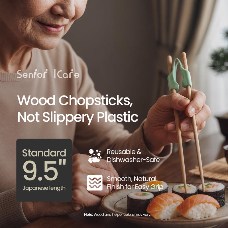Senior ICare Chopstick Helper - Training Chopsticks for Adults, Beginners, Trainers or Learners, Right or Left Handed - Non-Slip, Reusable, Replaceable - Image 2